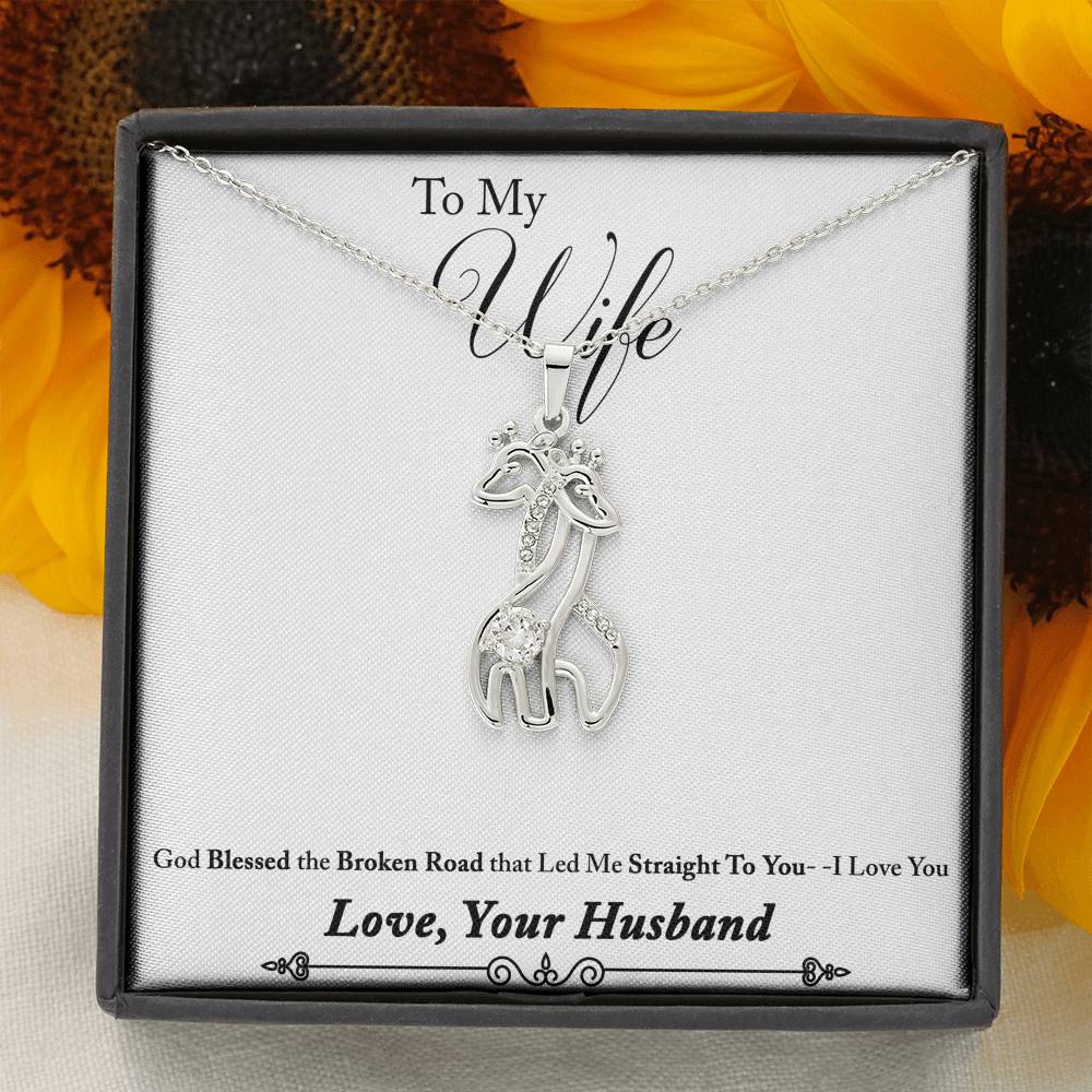 Graceful Love Giraffe Necklace with Message Card